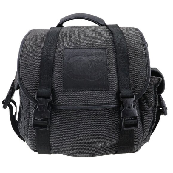 CHANEL Backpack Backpack Daypack Sports line COCO Mark Black / Silver canv... - Picture 1 of 11